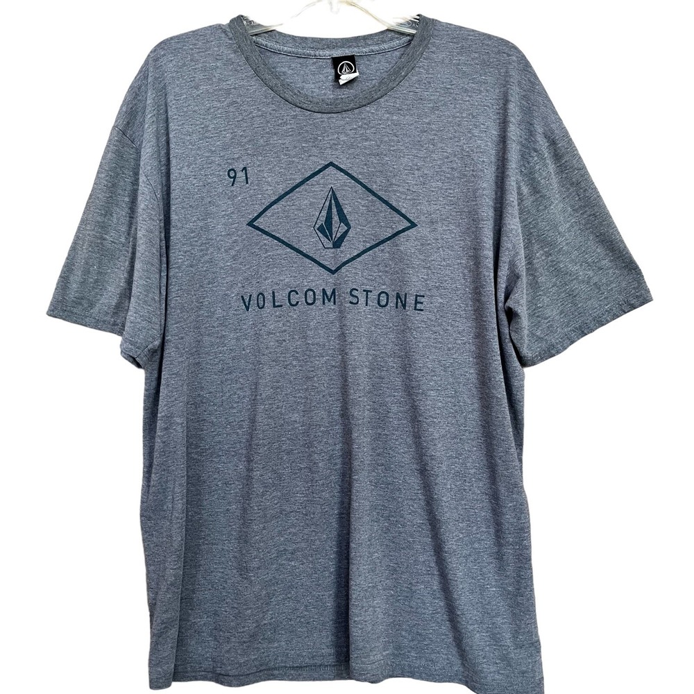 Volcom Stone Tshirt Adult XL Heather Gray Blue Short Sleev 91 Skateboard Gym